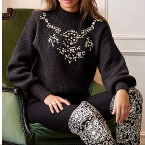 BP Embellished Puff sleeve Mock Neck Sweater